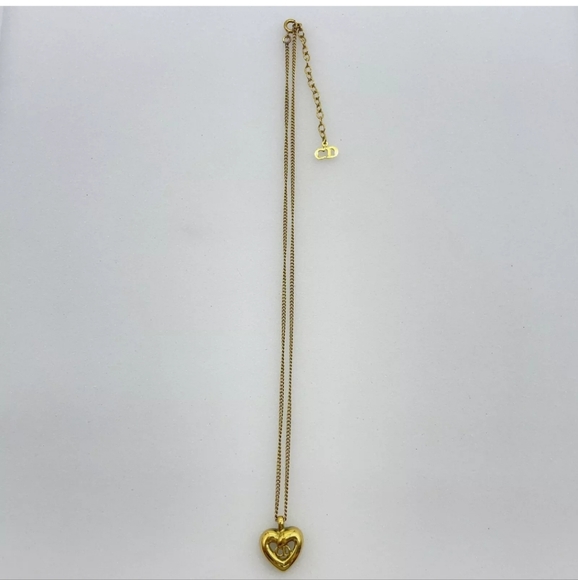 Christian DiorVtg./ Like New/ w CD Box CD Logo Heart Maquette Necklace Authentic - Picture 10 of 16
